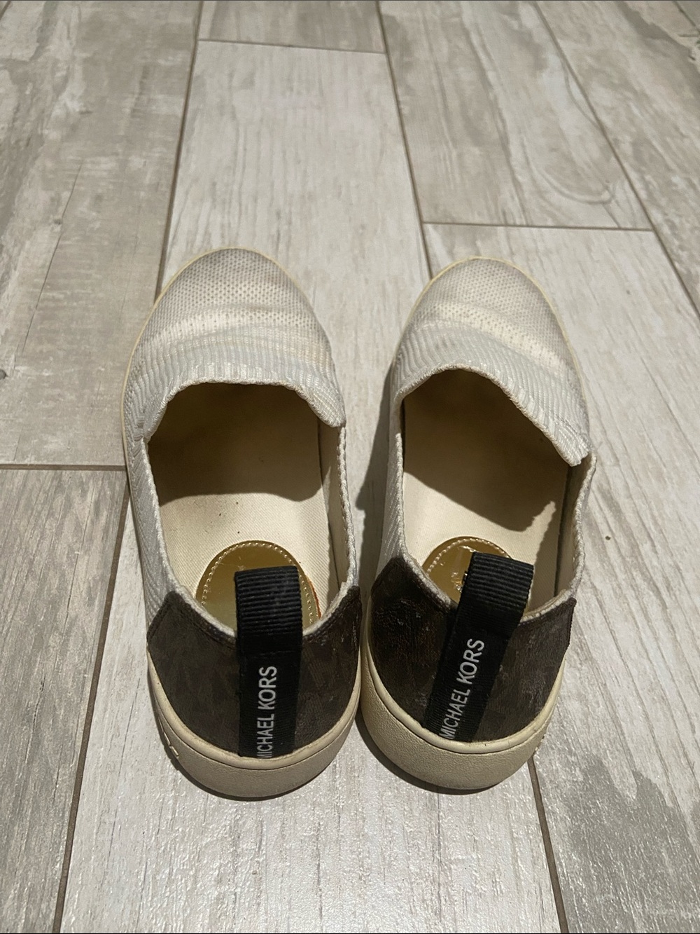 Michael Kors Slip-On Sneakers in White and Brown